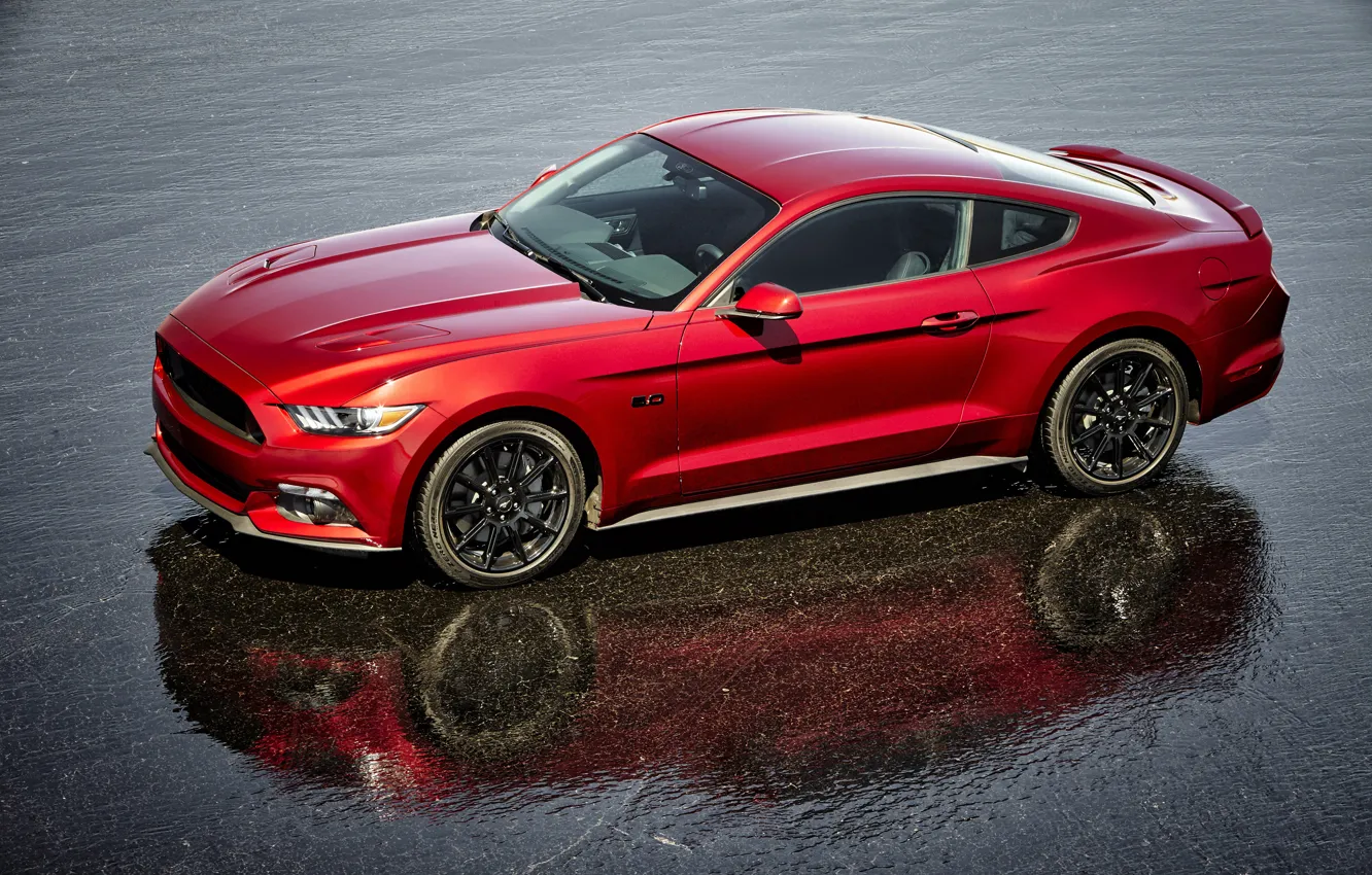 Фото обои отражение, Mustang, Ford, Black, Accent