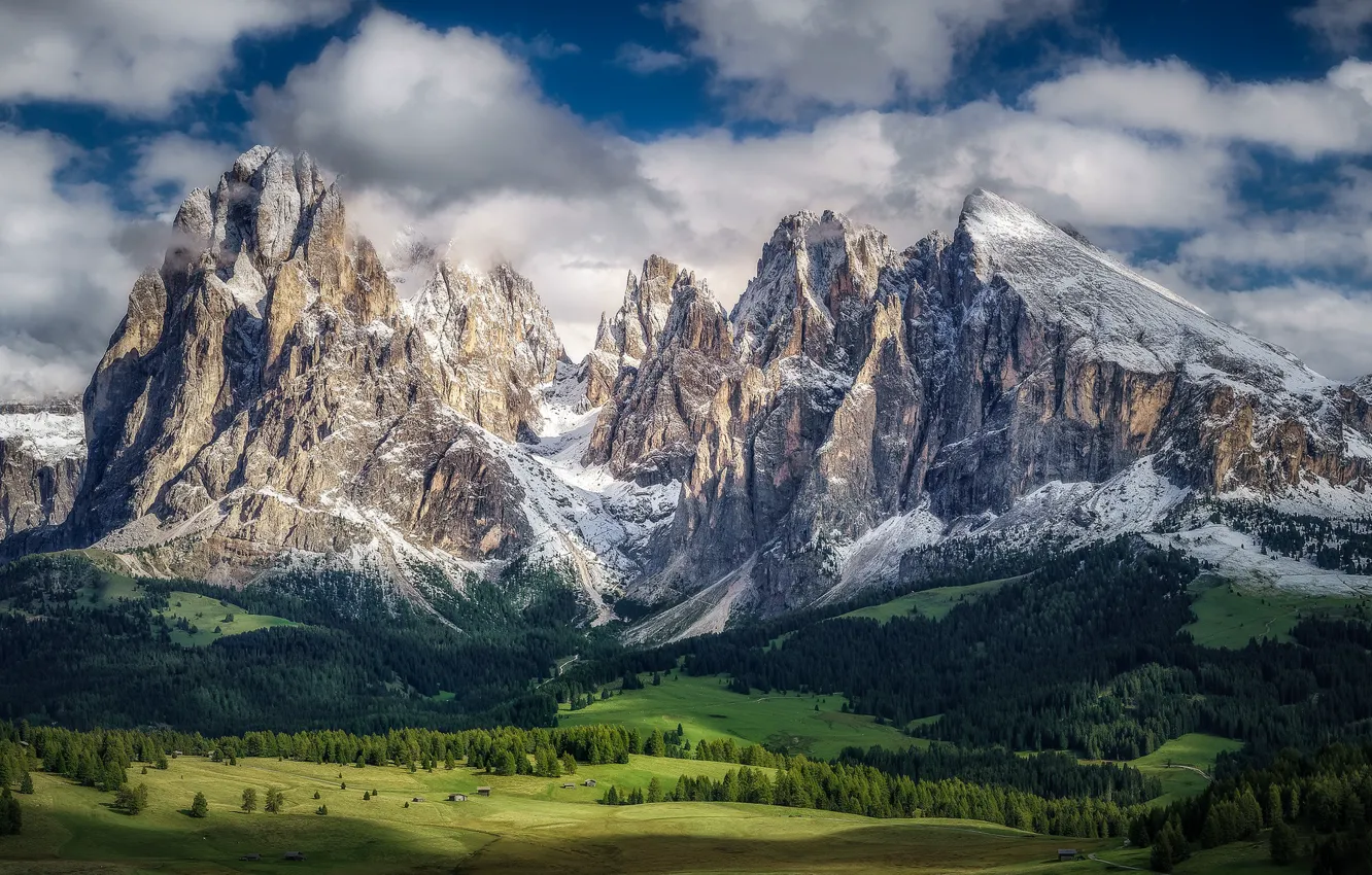 Фото обои горы, Италия, Italy, Доломитовые Альпы, Trentino-Alto Adige, Dolomites, Santa Cristina Valgardena