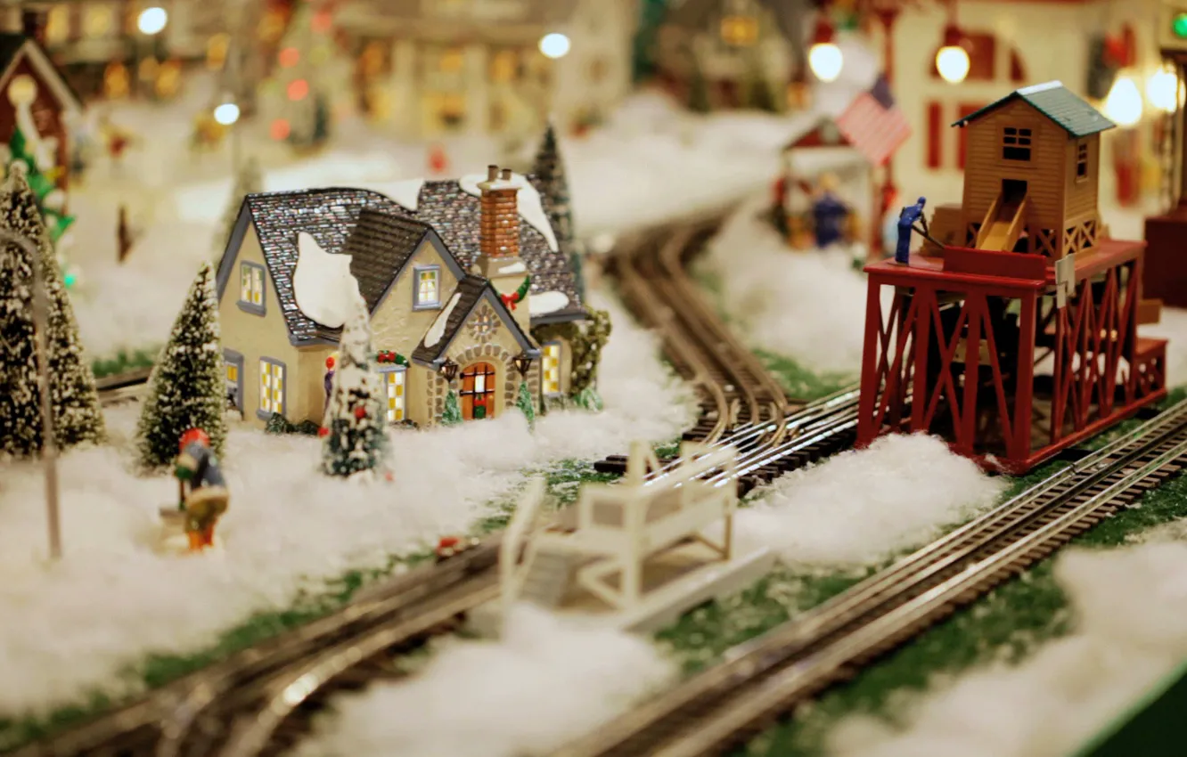 Фото обои модель, игрушки, минимализм, железная дорога