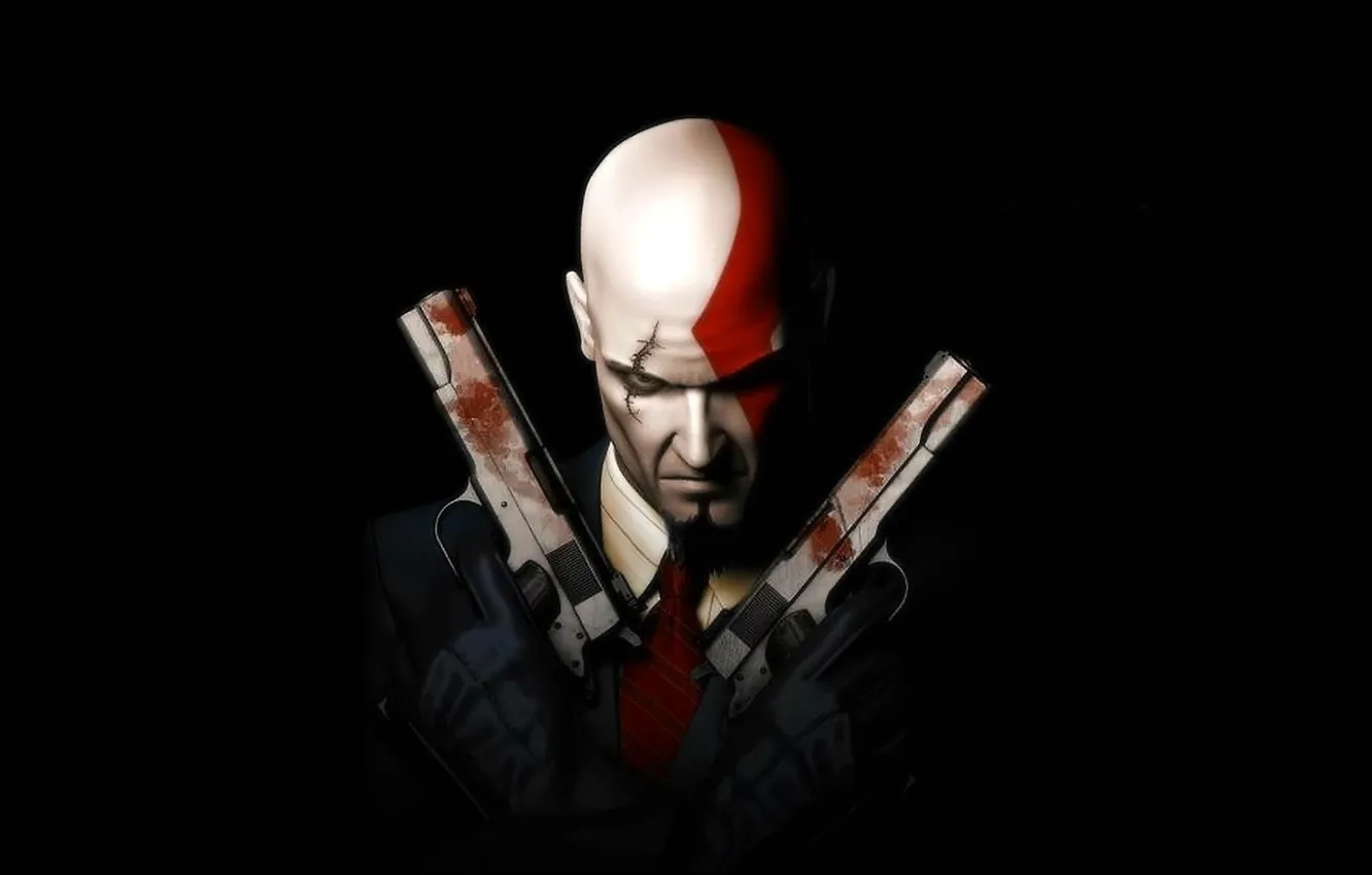 Фото обои Hitman, gun, pistol, game, weapon, Kratos, spy, God of War