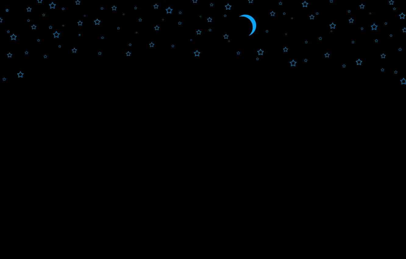 Фото обои ночь, луна, черный, звезда, голубый