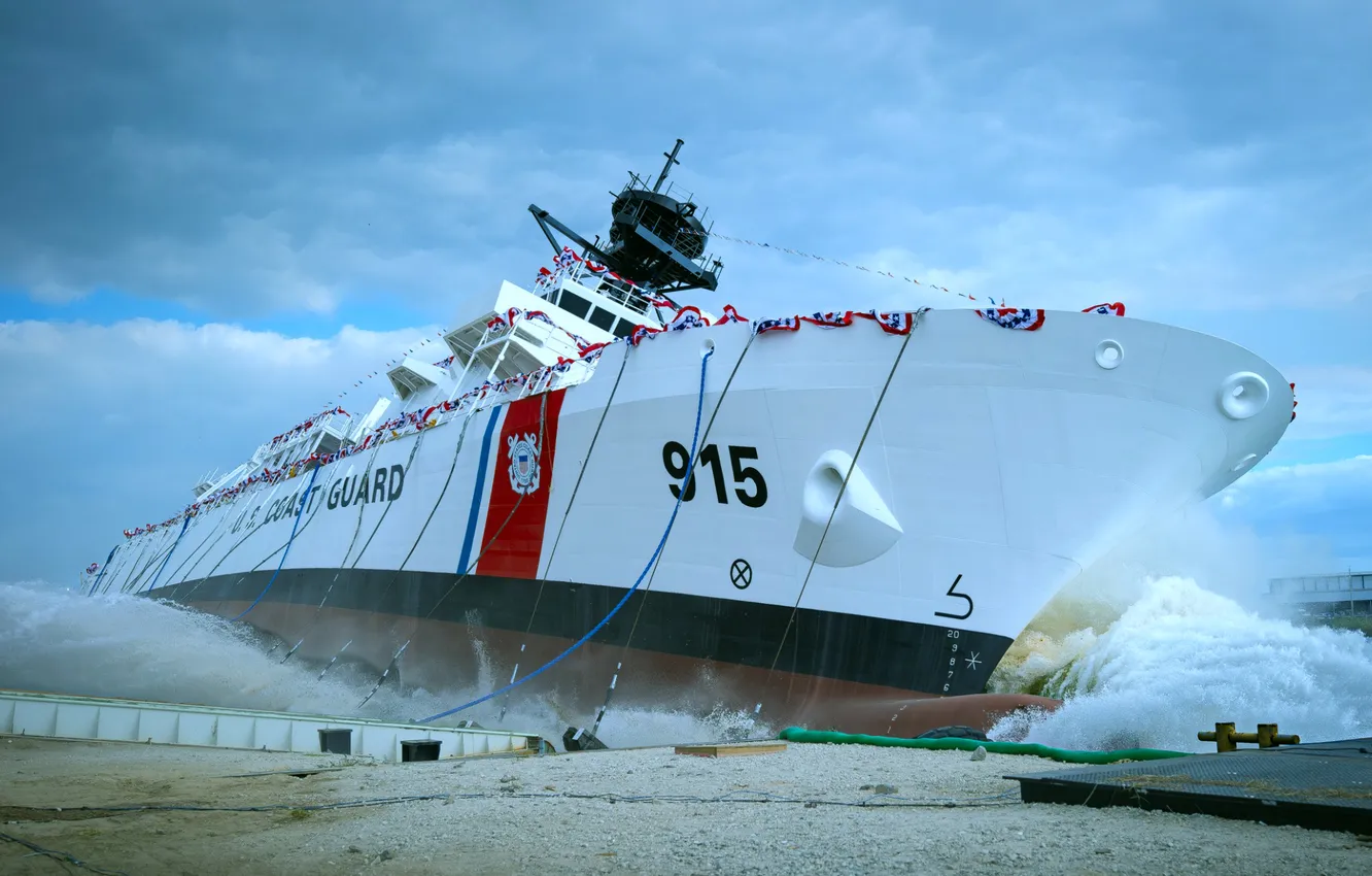 Фото обои ВМС США, Argus, спуск на воду, патрульный корабль