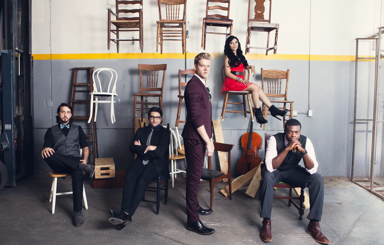 Фото обои Kirstie Maldonado, Mitch Grassi, Kevin Olusola, Scott Hoying, Avi Kaplan, Pentatonix