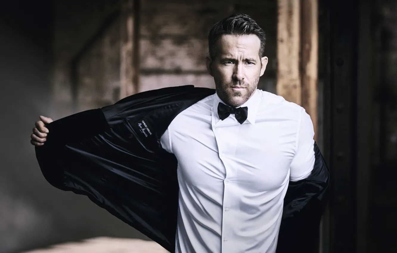 Фото обои взгляд, мужчина, рубашка, Ryan Reynolds, пиджак