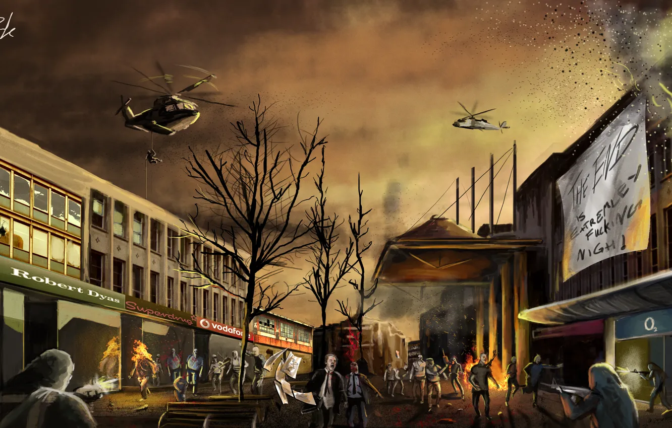 Фото обои город, война, зомби, постапокалипсис, Zombie Apocalypse Southampton