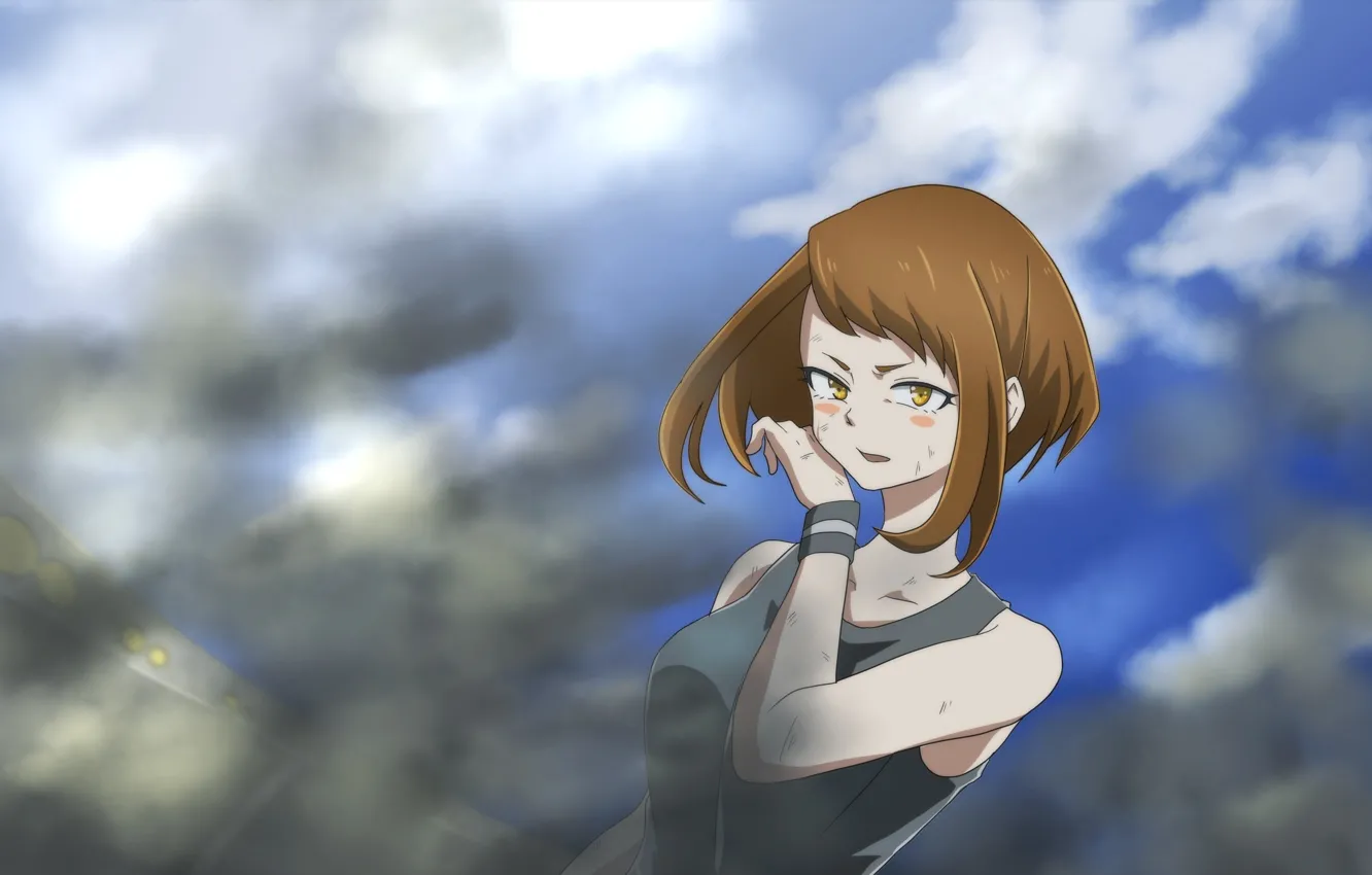Фото обои девушка, пыль, Boku No Hero Academia, Моя Геройская Академия, Урарака Очако