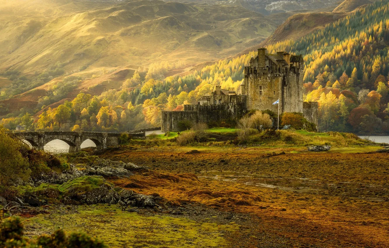 Фото обои осень, природа, Шотландия, замок Эйлен-Донан