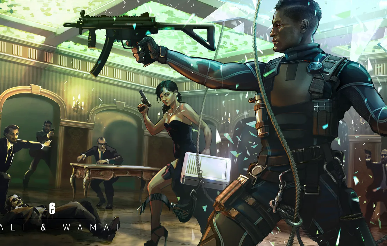 Фото обои пистолет, оружие, арт, art, Ubisoft, спецназ, mp5, наёмники