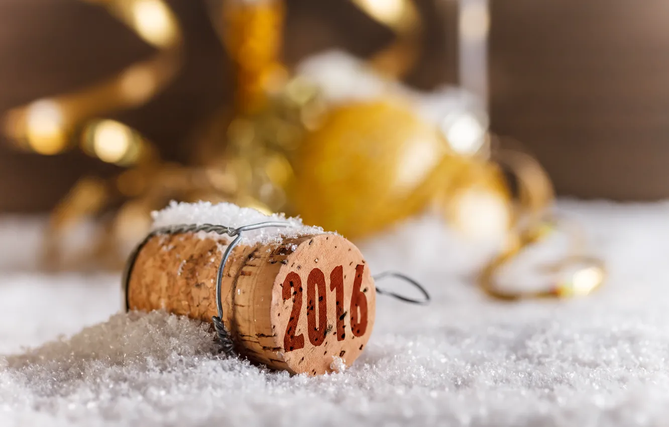 Фото обои Новый Год, пробка, golden, bokeh, New Year, Happy, 2016