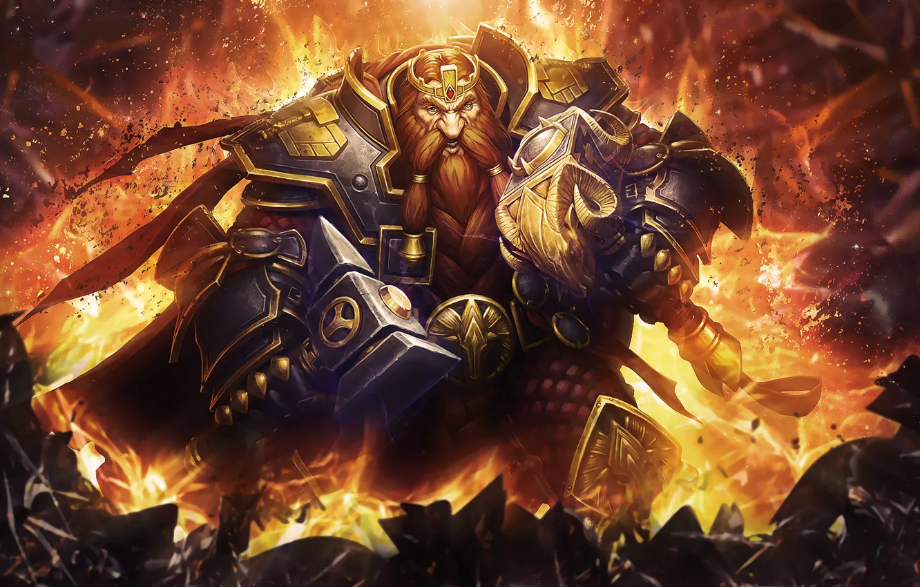 Фото обои WoW, World of Warcraft, Dwarf, Hearthstone: Heroes of Warcraft, magni bronzebeard