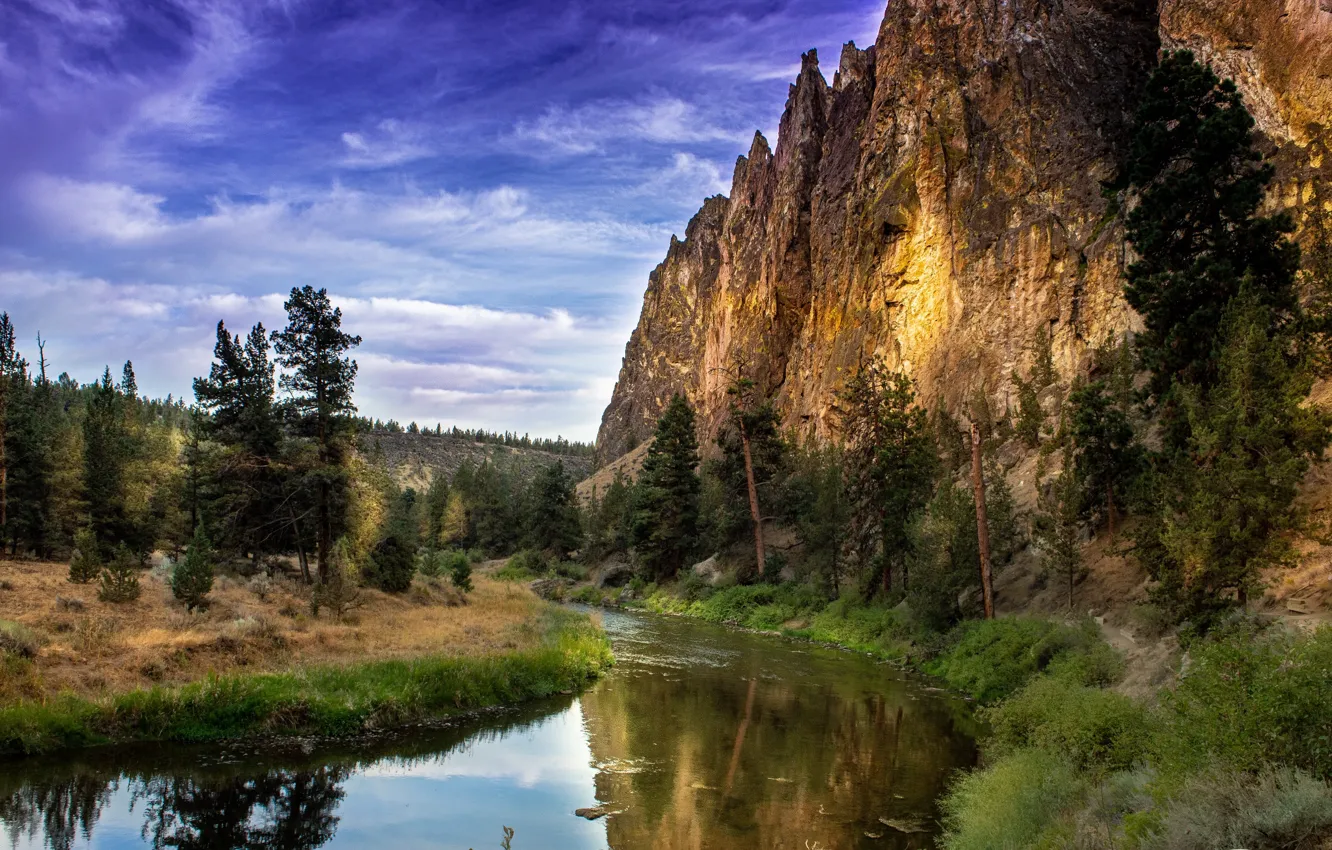 Фото обои пейзаж, природа, скала, река, Орегон, США, Crooked River