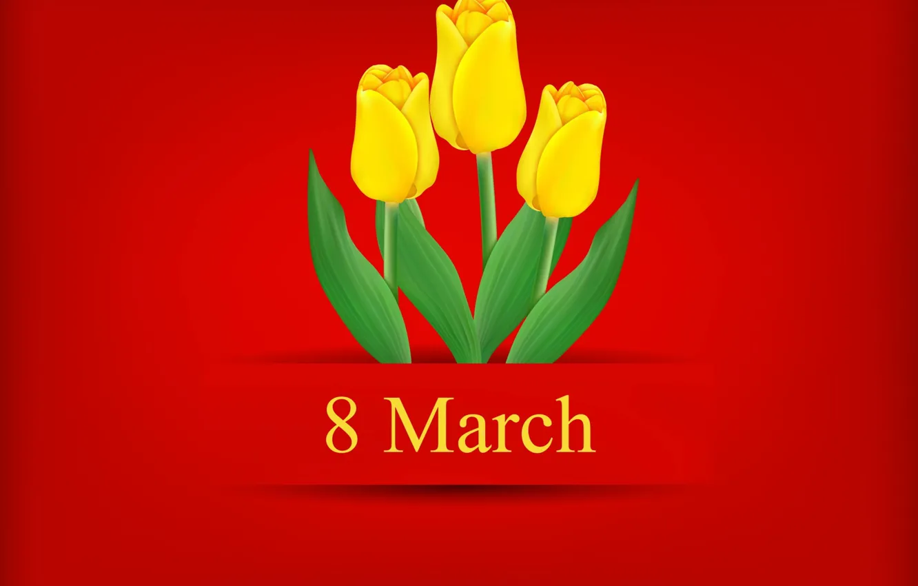 Фото обои надпись, тюльпаны, 8е марта