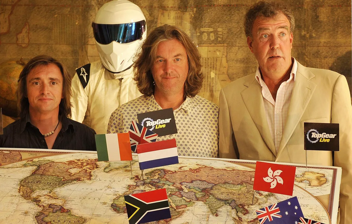 Фото обои карта, Jeremy Clarkson, Top Gear, Stig, Джереми Кларксон, Ричард Хаммонд, Джеймс Мэй, Richard Hammond