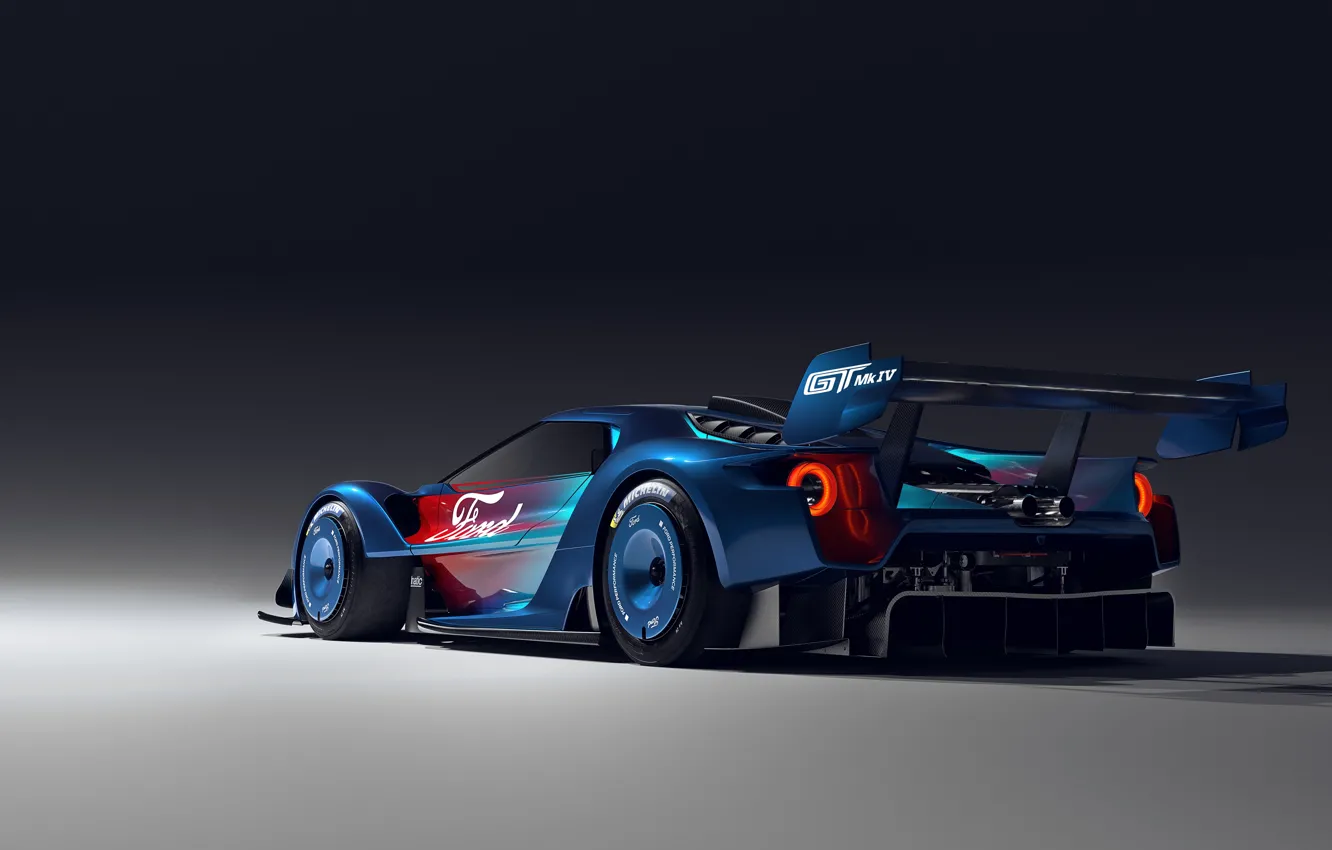 Фото обои Ford, Ford GT, Blue, Racing, Rear, 2023, Ford GT Mk IV