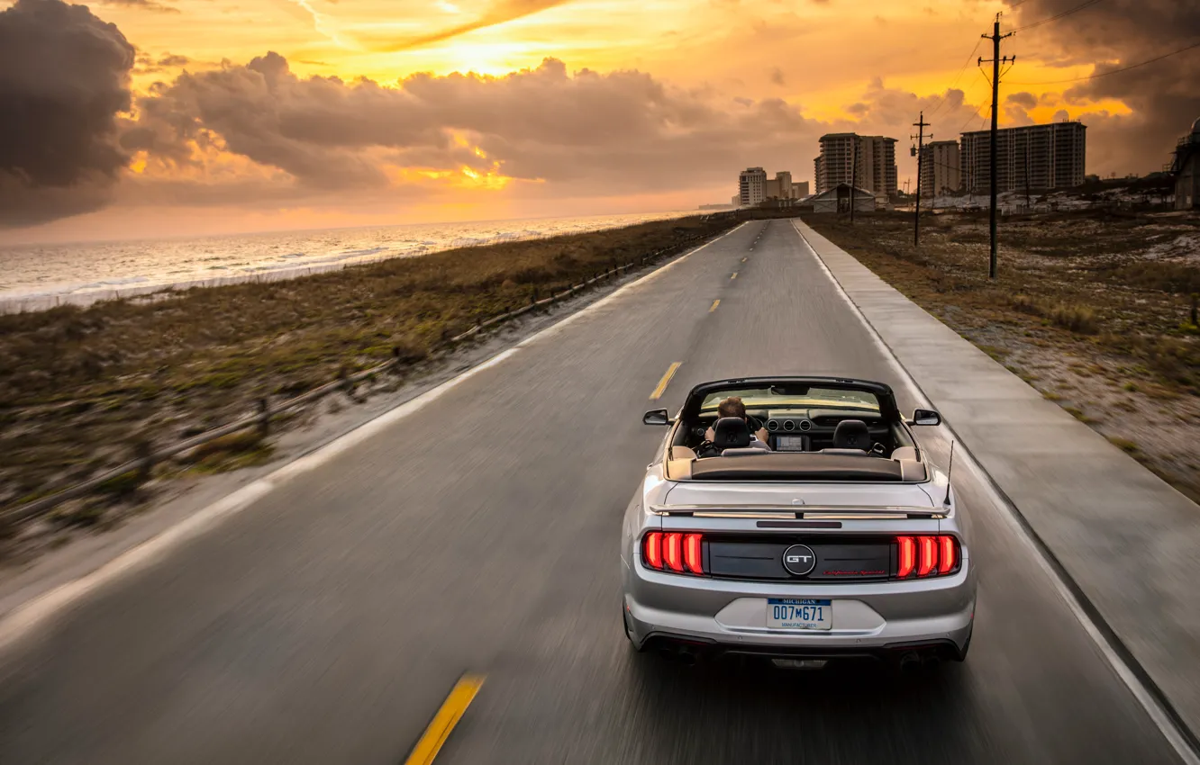 Фото обои закат, Ford, California, Convertible, Mustang GT, 2019