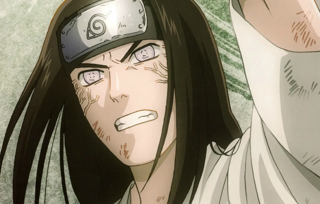 Фото обои глаза, портрет, Naruto, длинные волосы, ninja, ниндзюцу, byakugan, ссадины