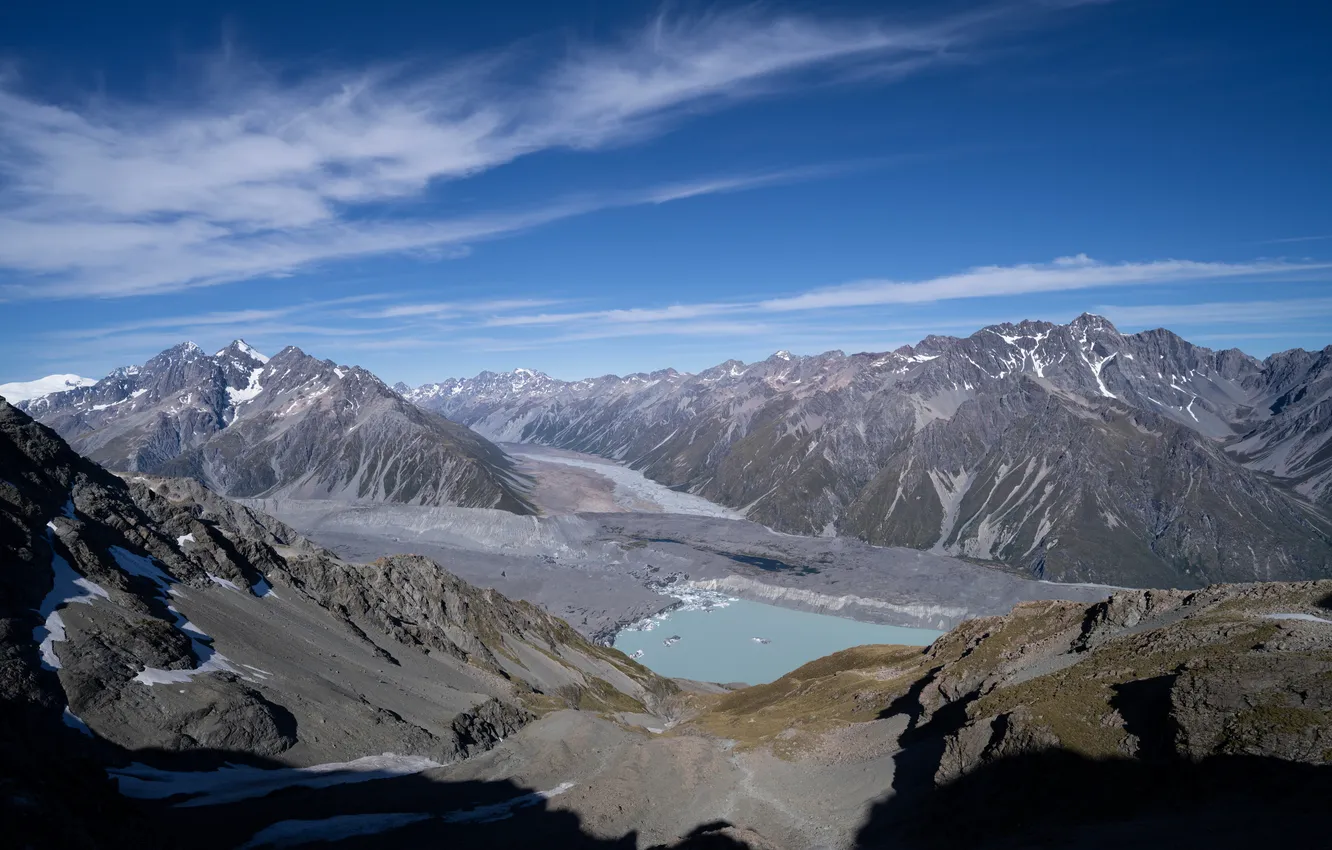 Фото обои Горы, Озеро, Новая Зеландия, Пейзаж, Tasman Lake