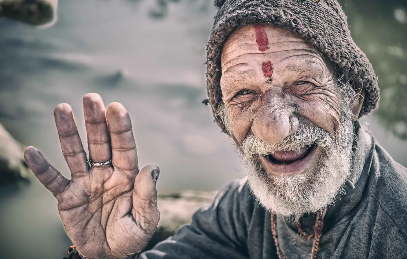 Фото обои Portrait, Nepal, Kathmandu, smiling man