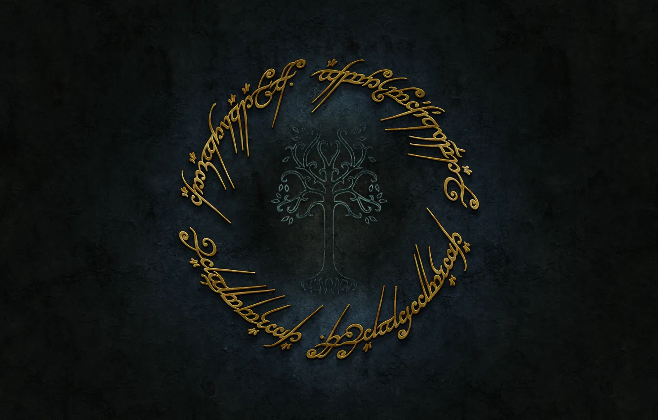 Фото обои logo, gold, Lord of The Rings, Tolkien, Sindarin