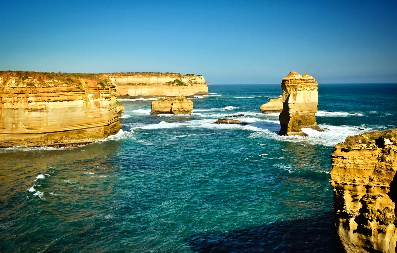 Фото обои море, небо, обрыв, океан, скалы, берег, австралия, Australia