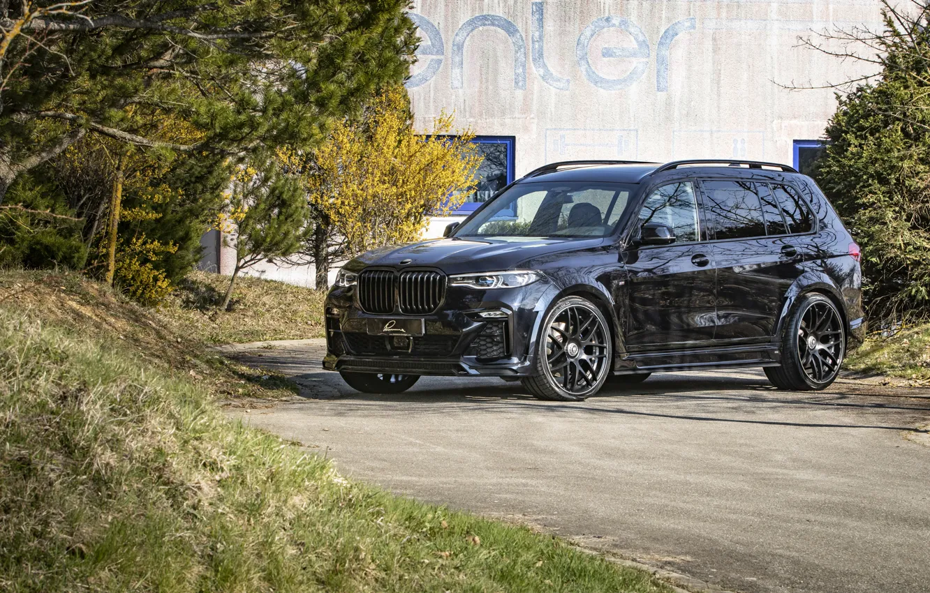 Фото обои Дорога, Лес, BMW, БМВ, Джип, Blue, Front, Road