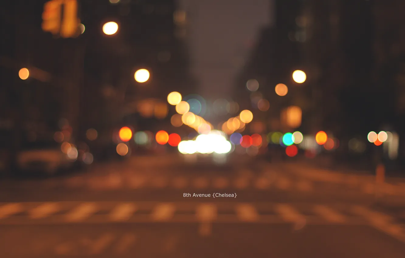 Фото обои lights, night, Manhattan, blur, bokeh, Chelsea, New-York