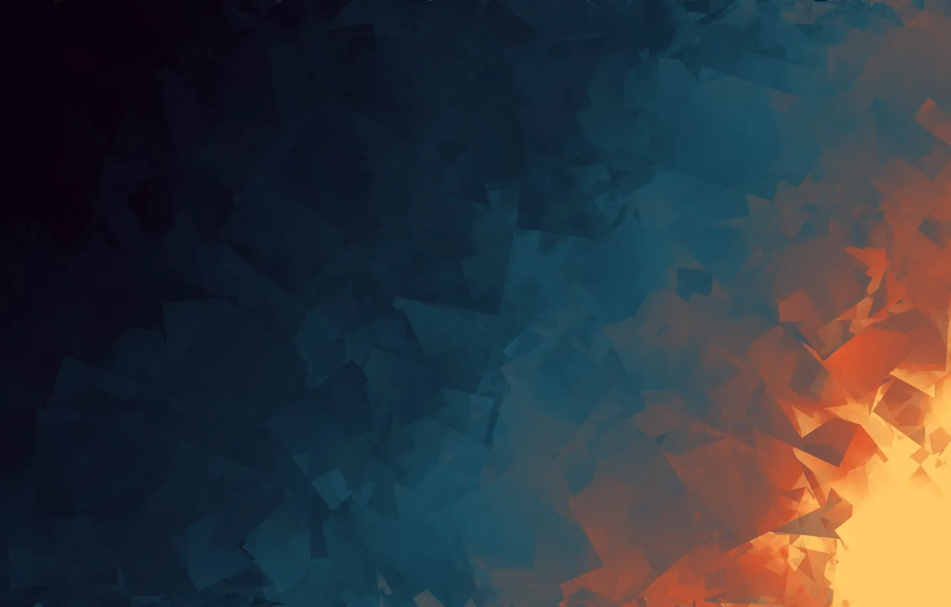 Фото обои sky, yellow, blue, art, sun, dark blue