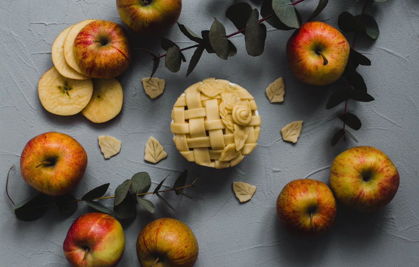 Фото обои яблоки, пирог, корица, десерт, выпечка, ваниль, Apples