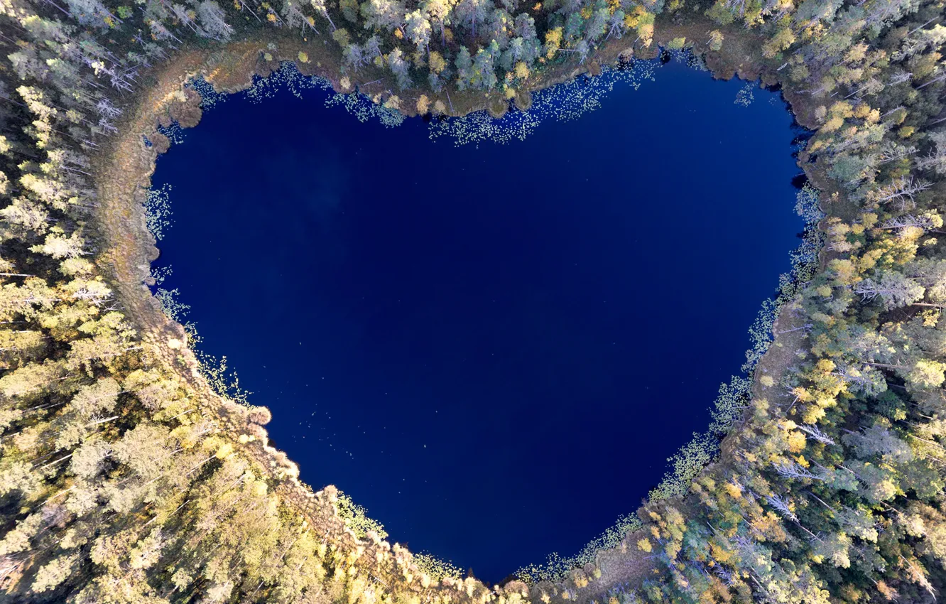 Фото обои озеро, отражение, сердце, heart, lake, reflection, Christian Lindsten