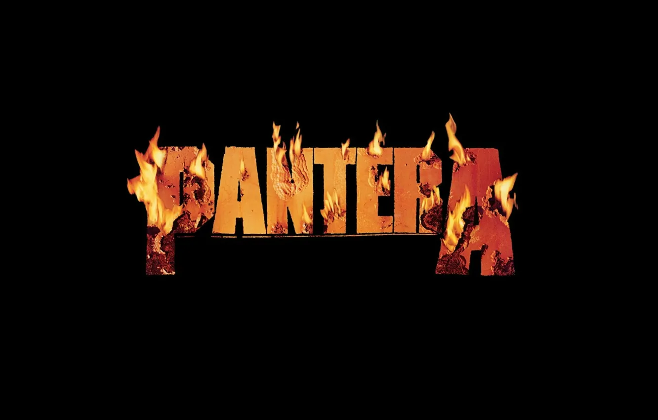 Фото обои music, metal, flame, logo, band, burning, pantera
