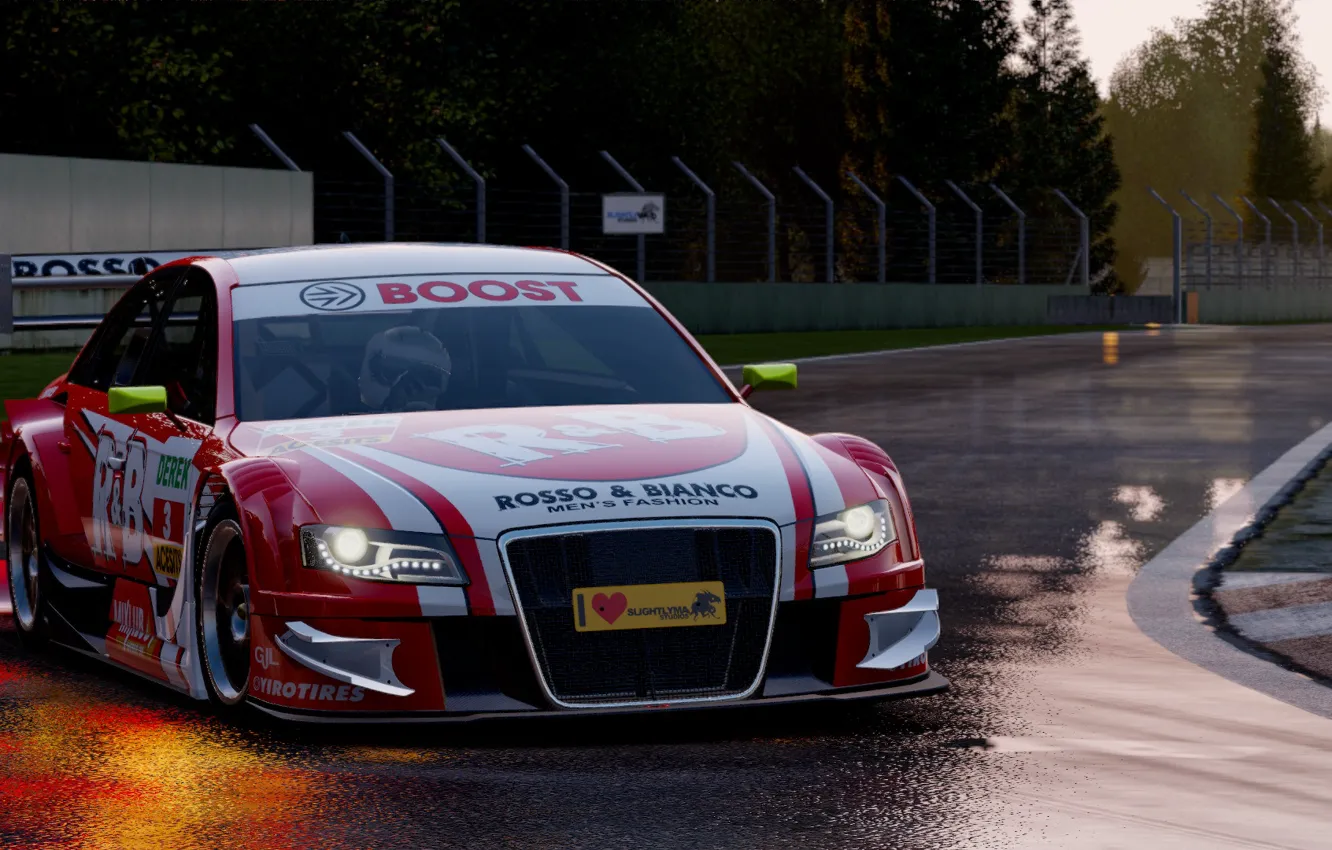Фото обои осень, отражения, деревья, audi, гонка, race, project cars