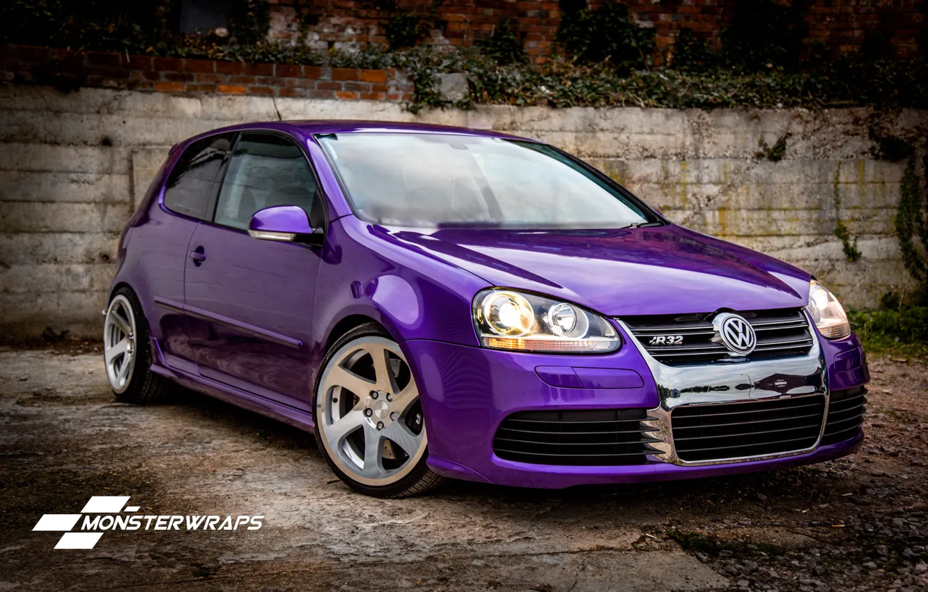Фото обои Volkswagen, R32, Golf, purple, Gloss
