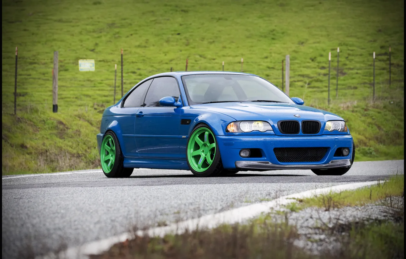 Фото обои BMW, Blue, Green, E46, Wheels, M3