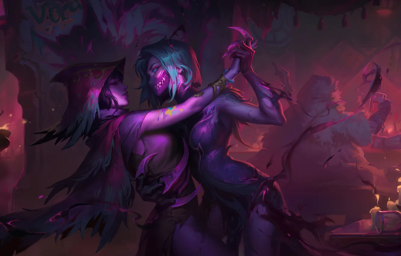 Фото обои girls, League of Legends, purple, Evelynn, game art, Legends of Runeterra, Kudos Productions, Vora