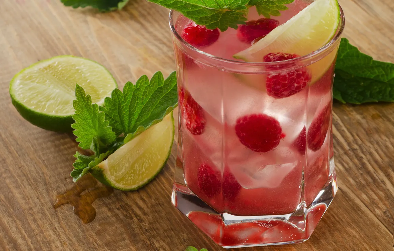 Фото обои lemon, ice, напиток, лимонад, drink, raspberry