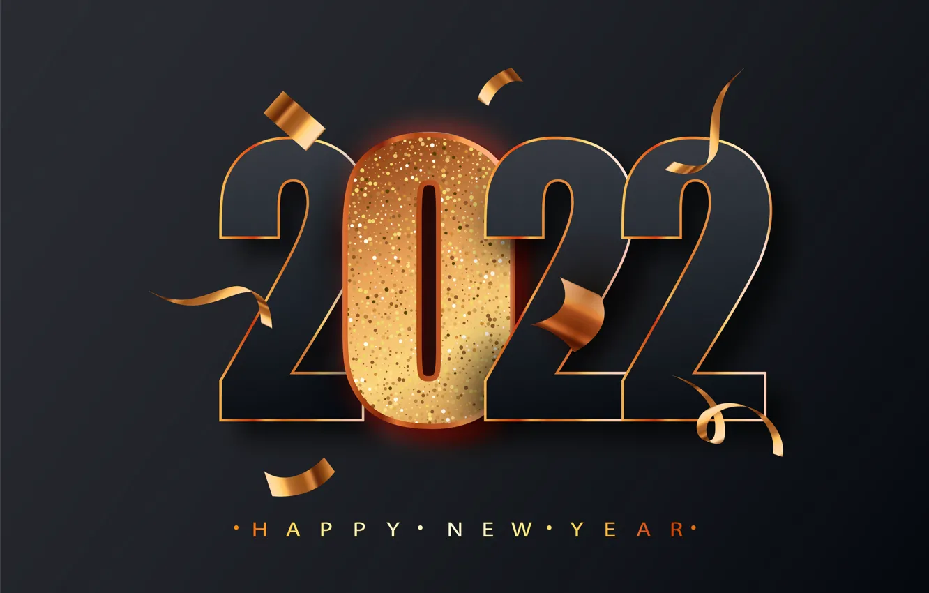 Фото обои цифры, Новый год, тёмный фон, 2022