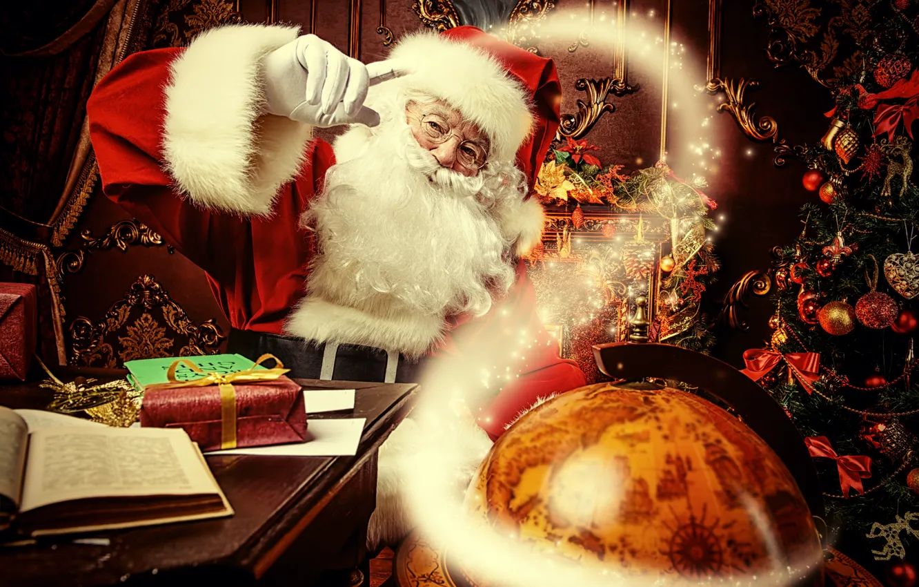 Фото обои Новый Год, Рождество, подарки, Christmas, Merry Christmas, Xmas, decoration, Santa Claus