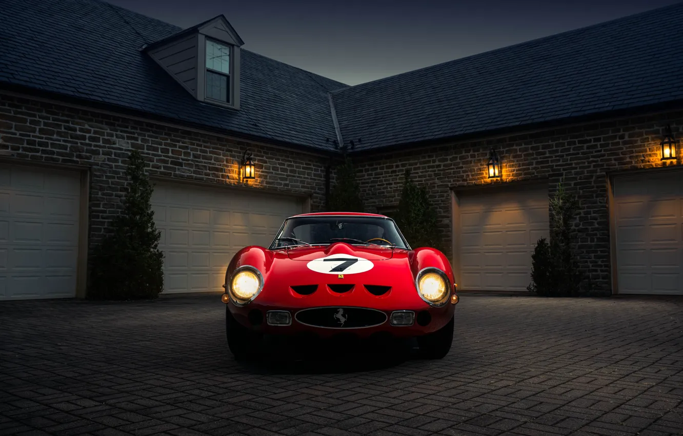 Фото обои Ferrari, 1962, 250, Ferrari 250 GTO, front view, headlights, Ferrari 330 LM