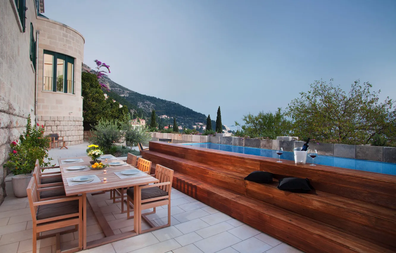 Фото обои город, вилла, бассейн, терраса, Dubrovnik, Luxury Villa Art Deco