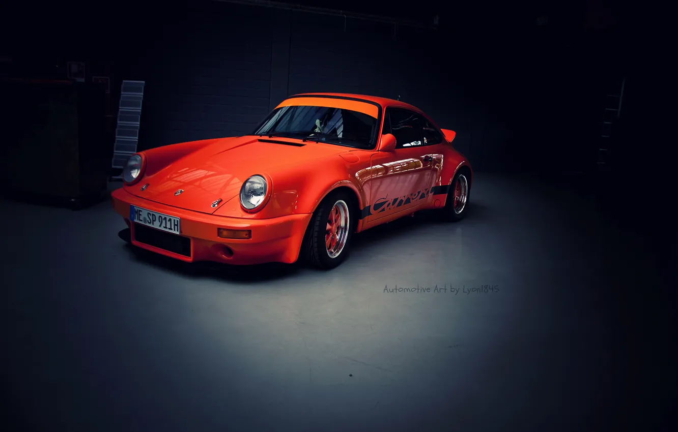 Фото обои гараж, Porsche, Carrera, оранж