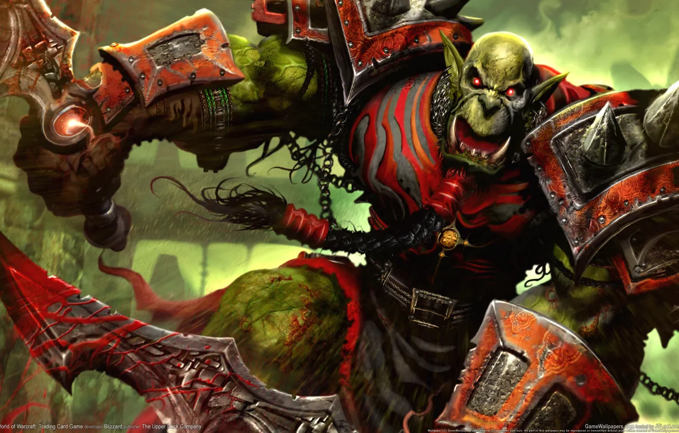 Фото обои Воин, WoW, World of Warcraft, Мечи, Крик, Trading Card Game, Orc, Орк