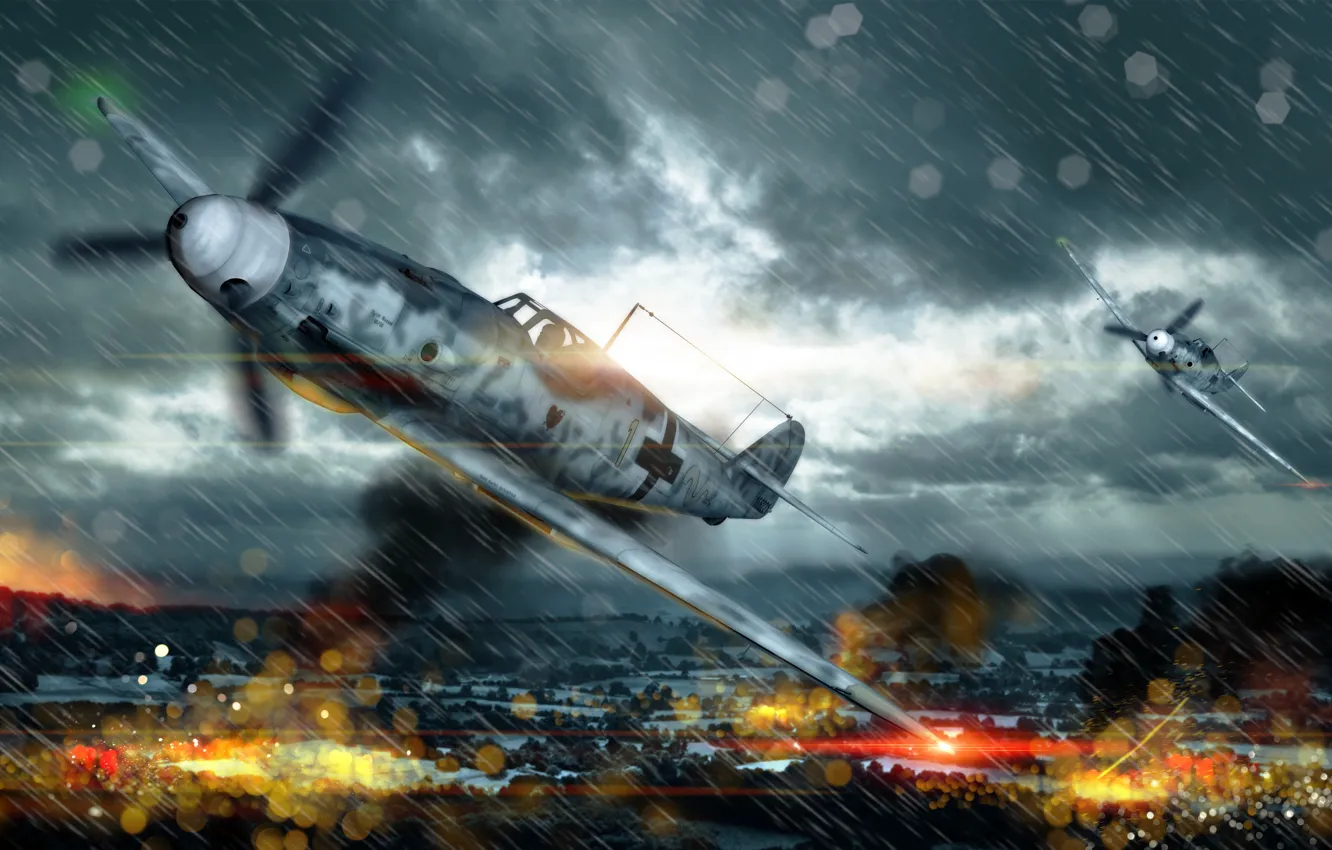 Фото обои небо, облака, истребитель, Арт, реактивный, War Thunder, ВВС Германии, неметский