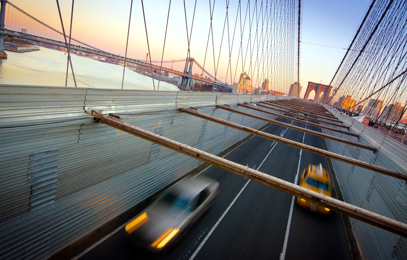 Фото обои мост, США, автомобиль, Нью Йорк, brooklyn