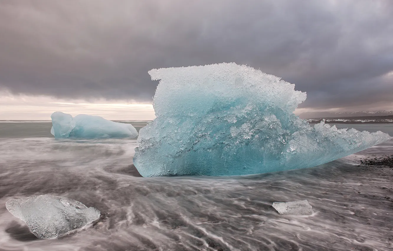 Фото обои холод, лед, море, берег, лёд, льдины