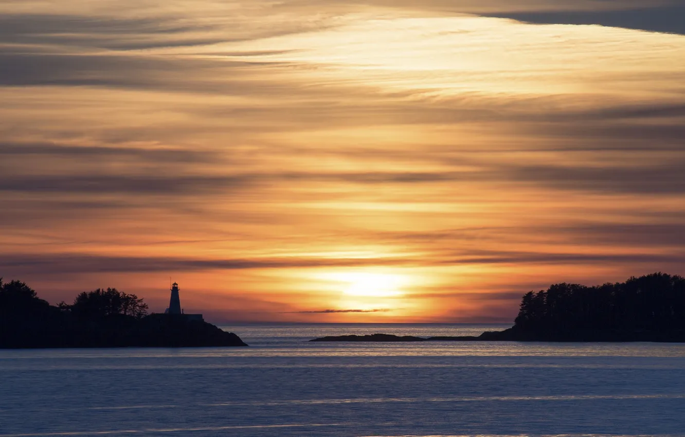 Фото обои British Columbia, Sunset, Lighthouse