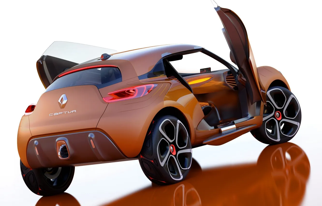 Фото обои Concept, концепт, Renault, вид сзади, открытые двери, Captur