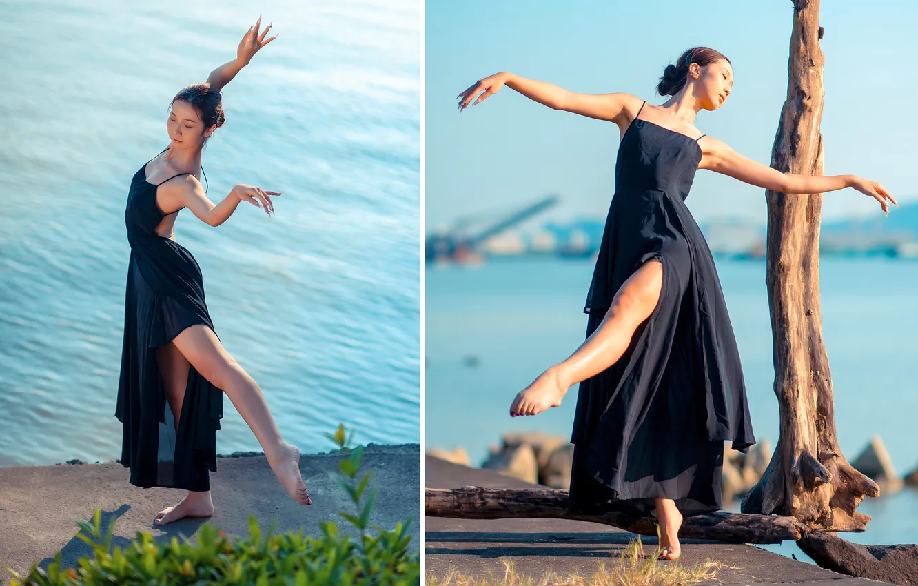 Фото обои Beautiful, Asian, Model, Water, Dance, Woman, Port, Cute