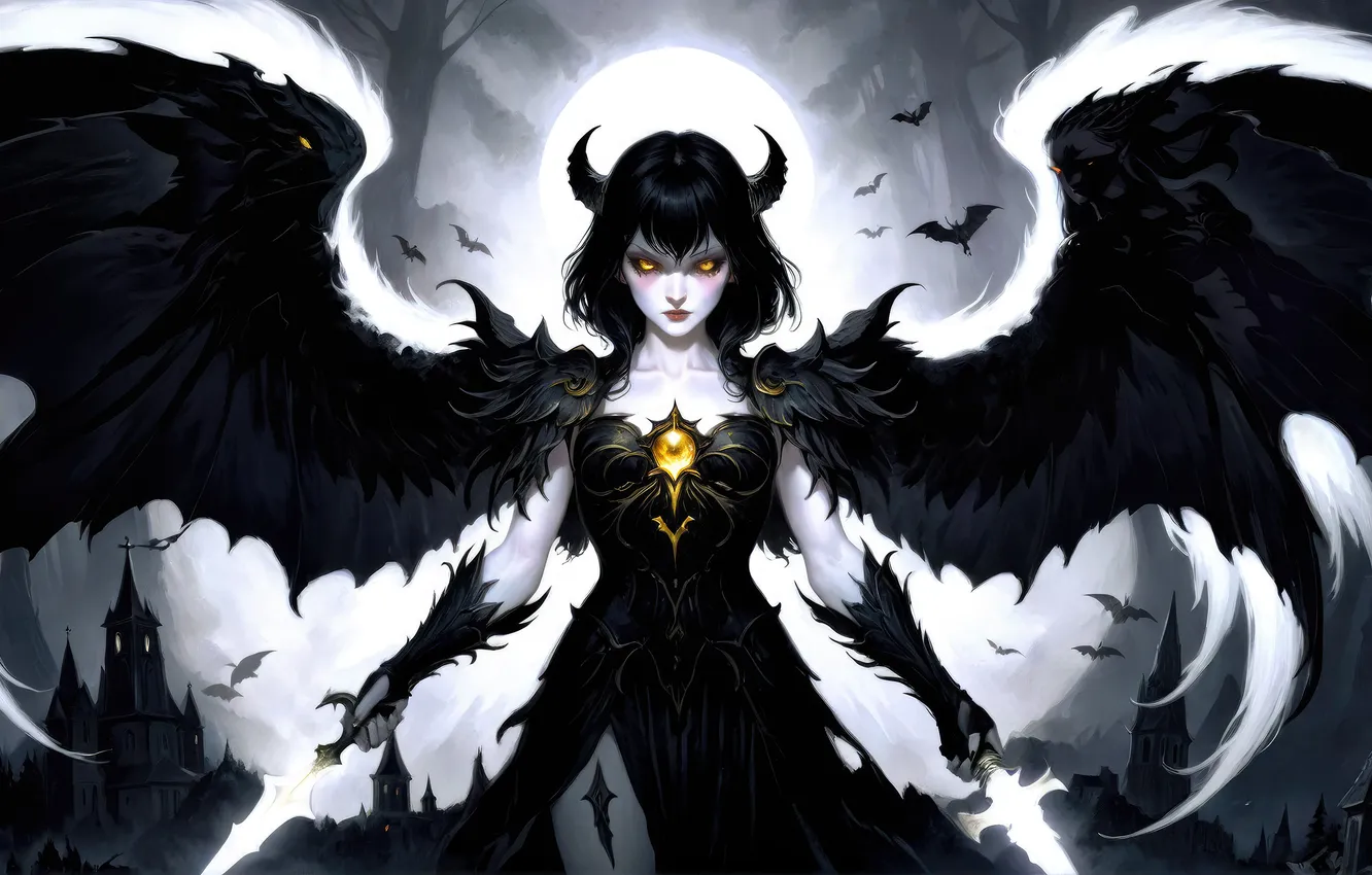 Фото обои девушка, воин, Архангел