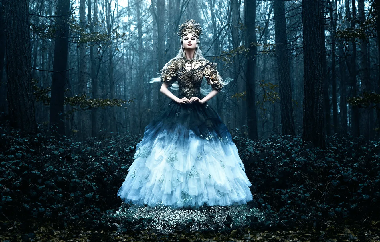 Фото обои лес, девушка, платье, Bella Kotak, Daughter of Spring