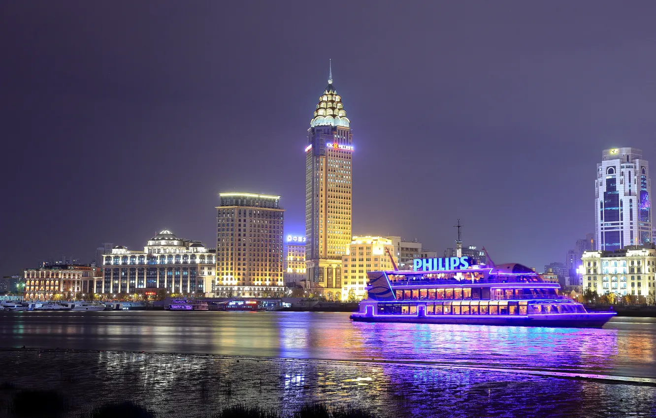 Фото обои China, небоскребы, Китай, Shanghai, Шанхай, мегаполис
